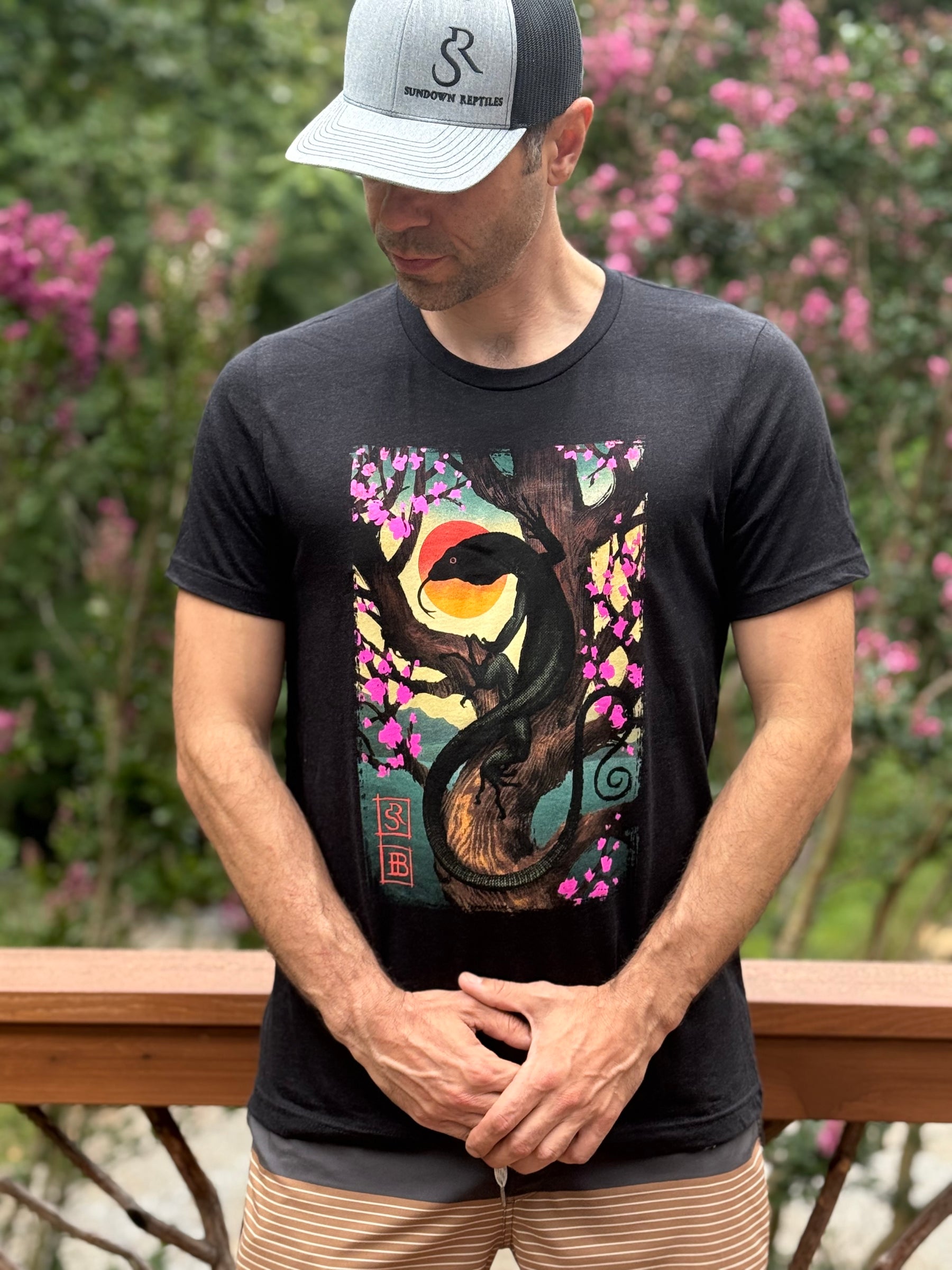 Black Tree Sakura T-Shirt - Sundown Reptiles