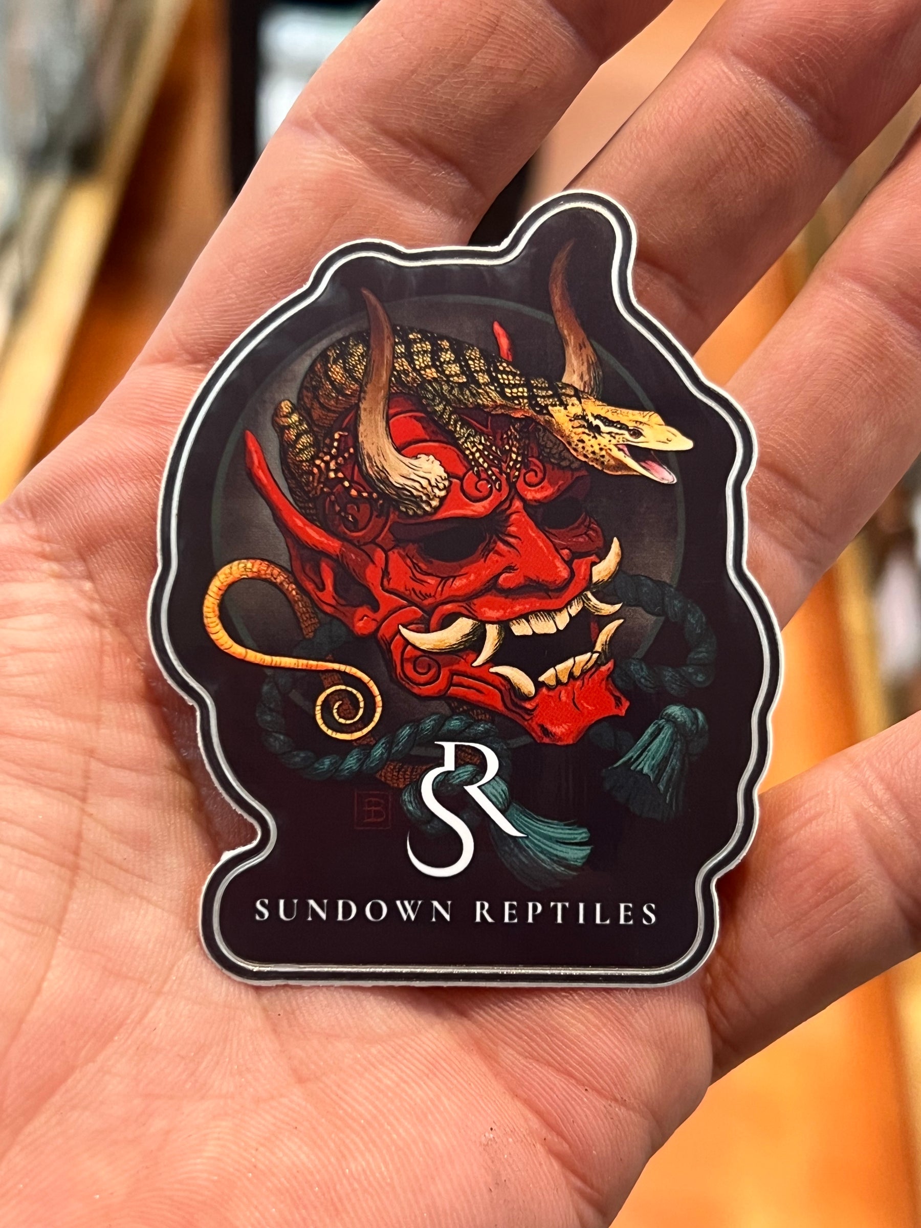 Small Oni Mask Sticker - Sundown Reptiles