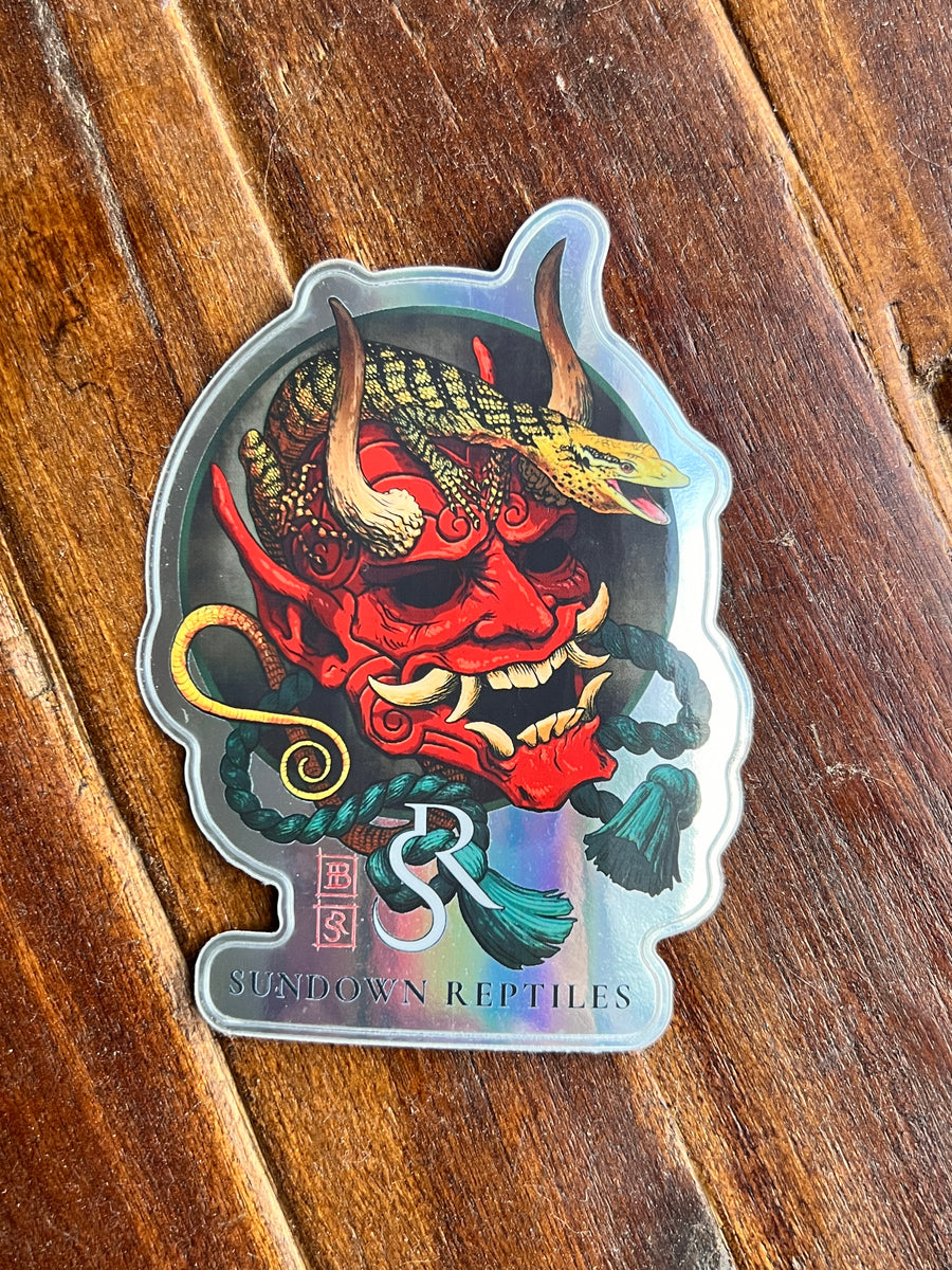 XL Holographic Oni Mask Sticker - Sundown Reptiles