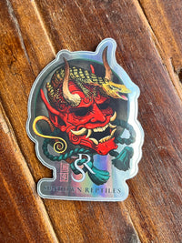 XL Holographic Oni Mask Sticker - Sundown Reptiles