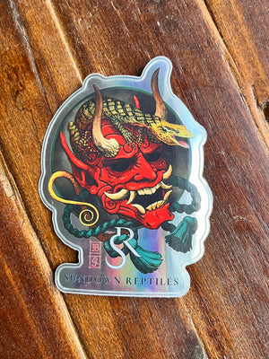 XL Holographic Oni Mask Sticker