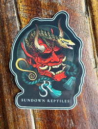 Small Oni Mask Sticker - Sundown Reptiles